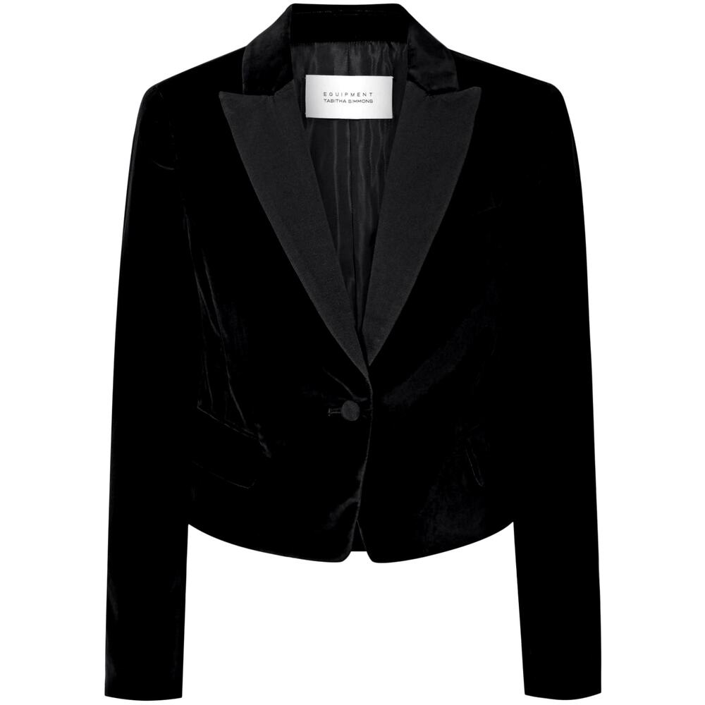 EQUIPMENT X TABITHA SIMMONS Bourlet Faille-Trimmed Cotton-Velvety Blazer Size 2 - Picture 4 of 11